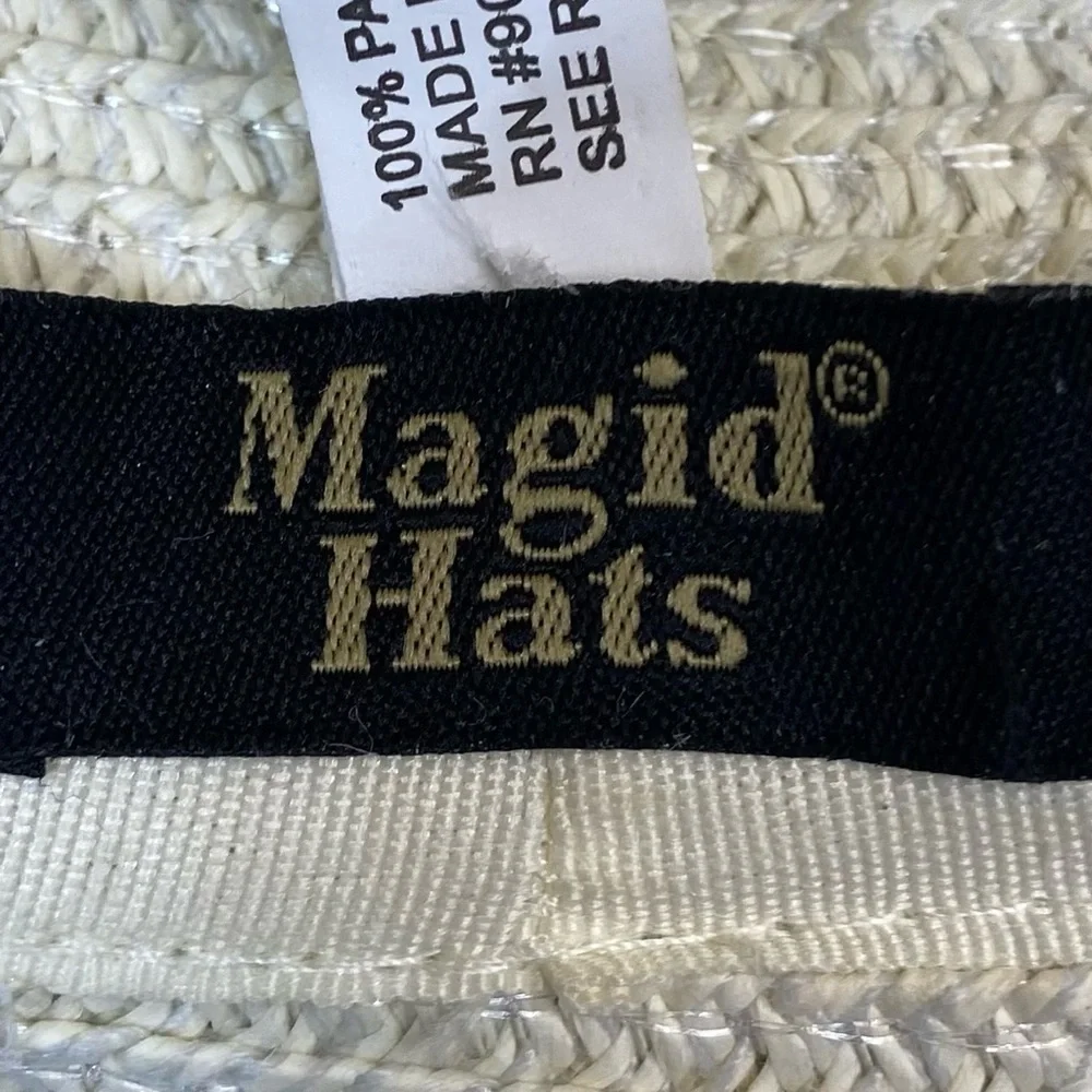 MAGID Women's Wide Brim Sunhat Bone Sz OS Beach Coastal Grandma Nautical Seaside